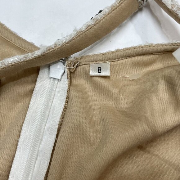 La‎ Femme 2 Piece Gown Womens 8 White Sequin Lace Halter Lace Up Slit Maxi Skirt - Picture 13 of 16